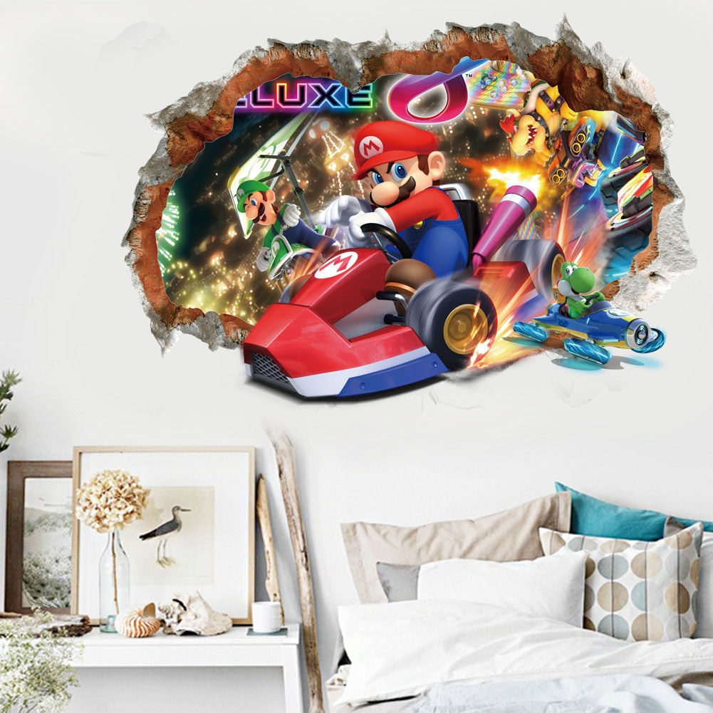  Mario Wall Stickers, Cartoon Game Wall Decals Sonic