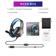 Load image into Gallery viewer, EKSA E1000 Gaming Headphones With Noise Cancelling Microphone RGB Light 7.1 Surround Sound Wired Gaming Headset Gamer For PS4 PC