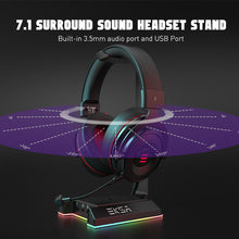 Load image into Gallery viewer, Headphones Stand EKSA W1 7.1Surround Gaming Headset Holder RGB with 2 USB and 3 3.5mm Ports for Gamer PC Accessories