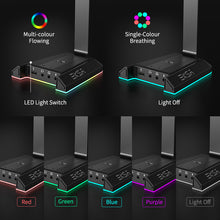 Load image into Gallery viewer, Headphones Stand EKSA W1 7.1Surround Gaming Headset Holder RGB with 2 USB and 3 3.5mm Ports for Gamer PC Accessories