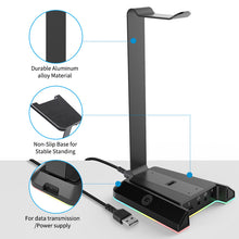 Load image into Gallery viewer, Headphones Stand EKSA W1 7.1Surround Gaming Headset Holder RGB with 2 USB and 3 3.5mm Ports for Gamer PC Accessories