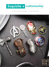 Load image into Gallery viewer, Marvels Action Figure Ornament Toys Thor Ax Iron Man Mask Thanos Glove Keychains Avengers Endgame Car Key Pendant