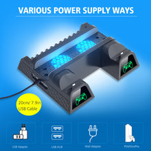 Load image into Gallery viewer, for PS4 Dual Controller Charger Console Vertical Cooling Fan Stand Charging Station For SONY PS4/PS4 Slim/PS4 Pro Accessories