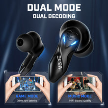 Load image into Gallery viewer, EKSA GT1 Gaming Earphone Bluetooth 5.0 Wireless Headphones with Microphone 38ms Low Latency TWS Wireless Earbuds Music/Game Mode