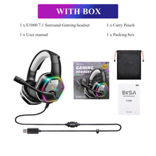 Load image into Gallery viewer, Gaming Headphone For PC/PS4/PS5 EKSA E1000 7.1 Surround RGB Gaming Headset Gamer USB Wired Headphones with Noise Cancelling Mic