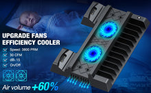 Load image into Gallery viewer, For PS4/PS4 Slim/PS4 Pro Vertical Cooling Stand With Fan Dual Controller Charger Charging Station For SONY Playstation 4 Cooler