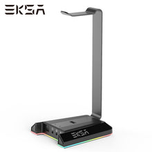 Load image into Gallery viewer, Headphones Stand EKSA W1 7.1Surround Gaming Headset Holder RGB with 2 USB and 3 3.5mm Ports for Gamer PC Accessories