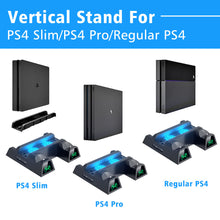 Load image into Gallery viewer, for PS4 Dual Controller Charger Console Vertical Cooling Fan Stand Charging Station For SONY PS4/PS4 Slim/PS4 Pro Accessories