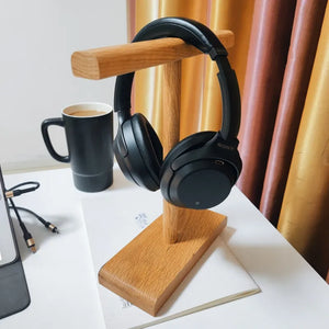 T Shape Wooden Stand Holder for Headset Display Shelf Desk Hanger Headphones Stands Storage Brackets Home Storage Organizer