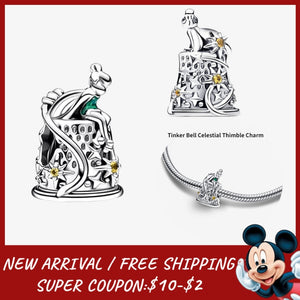 Disney 100th Anniversary Oswald Tinker Bell Celestial Thimble Dangle Charm Fit For Original Pandora Bracelet Diy Jewelry Making