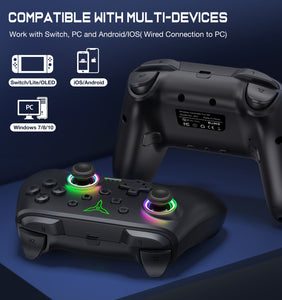 Wireless RGB Switch Controller For Nintendo Switch/OLED/Lite/Android/IOS/ PC with Programmable,Turbo,6-Axix Gyro,Dual Shock