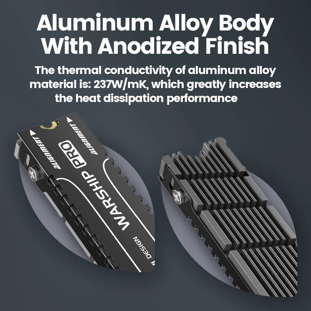 JEYI Cooler II 2280 SSD Heatsink M.2 NVME Radiator Magnesium Aluminum ...