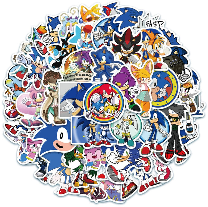 50pcs/set SUPER SONIC Sticker toy SONIC WITH RING/EMERALD SHADOW Collectible Model Action Figure Toys for Birthday Gift