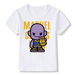 Marvel Avengers Kids T-Shirt Disney Super Hero Iron Man Hulk Kawaii Letter Print Tshirts Children Cute Casual Clothes Tops Tees