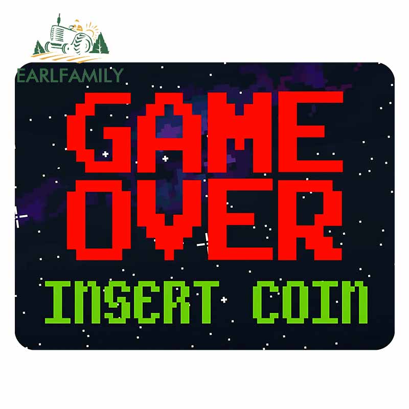 Game Over Insert Coin Arcade 43cm x 40cm for Big Car Stickers Window Decal Vinyl Car Door Wall Vehicle Decoration