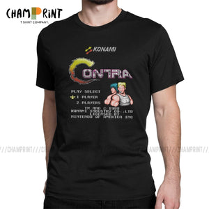 Contra NES Retro Video Game Mens T Shirts Novelty Tee Shirt Short Sleeve Round Neck T-Shirts Pure Cotton Birthday Gift Clothing