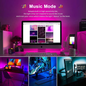 1- 5M LED Strip Light Ambient PC Backlight for Room Decor 5050RGB LED Tape Holiday Party Game Festive Atmosphere Neon Lighting