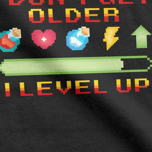 I Don't Get Older I Level Up T-Shirts Men Funny Gamer Birthday Gift Idea Short Sleeve Humor Tees Round Neck Cotton Tops T Shirt