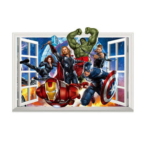 cartoon movie Avengers wall stickers for kids rooms home decor 3d effect decorative wall decals diy mural art pvc posters art