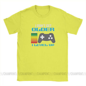 I Don't Get Older I Level Up Funny Gamer Gaming T-Shirts Men Happy Birthday Short Sleeve Funny Tees O Neck Cotton Tops T Shirt