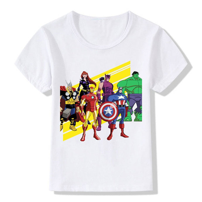 Marvel Avengers  Kids T-Shirt Disney Superhero Ironman Captain American Hulk  Print Short-sleeved Tshirts Children Clothes Tops