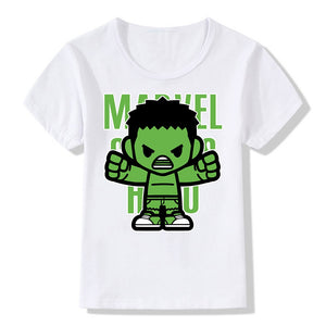 Marvel Avengers Kids T-Shirt Disney Super Hero Iron Man Hulk Kawaii Letter Print Tshirts Children Cute Casual Clothes Tops Tees