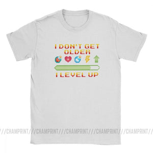 I Don't Get Older I Level Up T-Shirts Men Funny Gamer Birthday Gift Idea Short Sleeve Humor Tees Round Neck Cotton Tops T Shirt