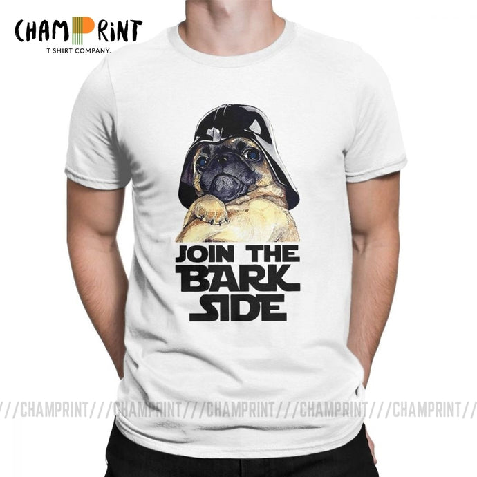 Join The Bark Side Pug Lover Funny T Shirt for Men Dog Puppy Short Sleeve Clothes Printed Tees Cotton Crew Neck Humor T-Shirt