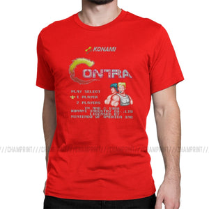 Contra NES Retro Video Game Mens T Shirts Novelty Tee Shirt Short Sleeve Round Neck T-Shirts Pure Cotton Birthday Gift Clothing