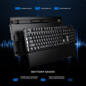 GameSir GK300 Bluetooth Mechanical Gaming Keyboard, 2.4G Wireless Keypad, Aluminium Alloy, with Wrist Rest, for Cell Phone PC