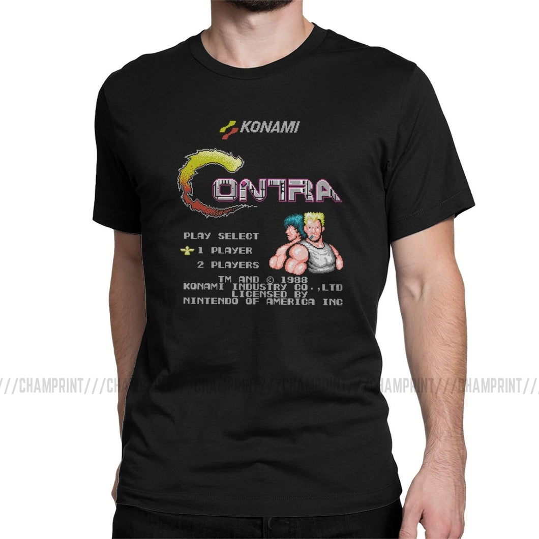 Contra NES Retro Video Game Mens T Shirts Novelty Tee Shirt Short Sleeve  Round Neck T