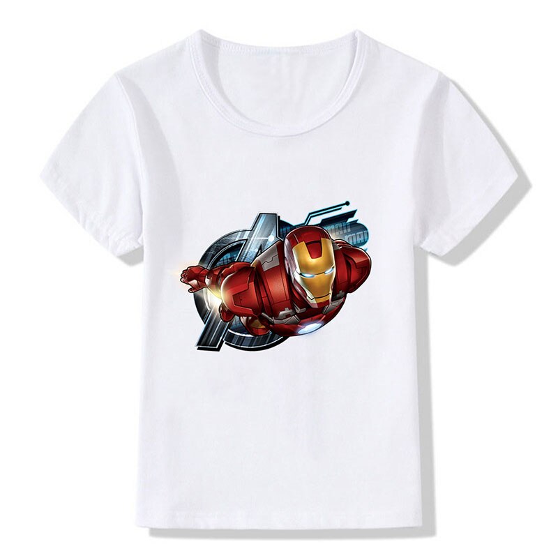 Marvel Boys Girls T-Shirts Ironman Print Baby Kids T Shirt Disney Avengers Clothes Tops Superhero Tees Summer Casual Costumes