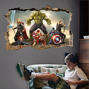 cartoon movie Avengers wall stickers for kids rooms home decor 3d effect decorative wall decals diy mural art pvc posters art