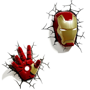 Avengers Series 3D Marvel LED Wall Lamp Living Room Creative Night Light Ironman Hulk Hammer Captain American as Boy&#39;s Gift