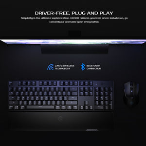 GameSir GK300 Bluetooth Mechanical Gaming Keyboard, 2.4G Wireless Keypad, Aluminium Alloy, with Wrist Rest, for Cell Phone PC