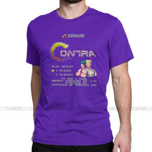 Contra NES Retro Video Game Mens T Shirts Novelty Tee Shirt Short Sleeve Round Neck T-Shirts Pure Cotton Birthday Gift Clothing