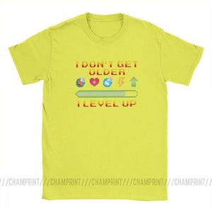 I Don't Get Older I Level Up T-Shirts Men Funny Gamer Birthday Gift Idea Short Sleeve Humor Tees Round Neck Cotton Tops T Shirt