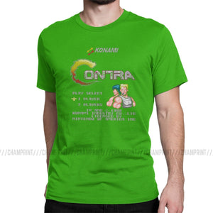 Contra NES Retro Video Game Mens T Shirts Novelty Tee Shirt Short Sleeve Round Neck T-Shirts Pure Cotton Birthday Gift Clothing