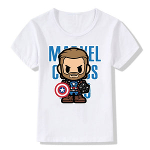 Marvel Avengers Kids T-Shirt Disney Super Hero Iron Man Hulk Kawaii Letter Print Tshirts Children Cute Casual Clothes Tops Tees