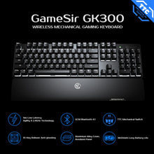Load image into Gallery viewer, GameSir GK300 Bluetooth Mechanical Gaming Keyboard, 2.4G Wireless Keypad, Aluminium Alloy, with Wrist Rest, for Cell Phone PC