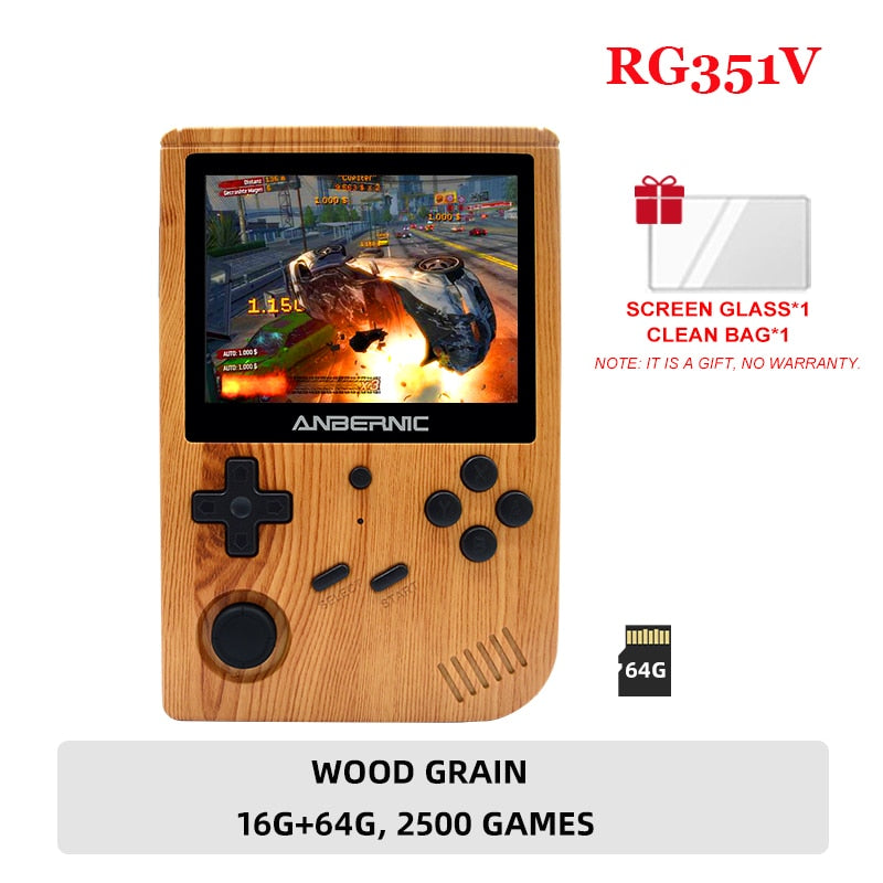 ANBERNIC RG351V Handheld Game Player 2500 Classic Games IPS Screen 64G Card RK3326 Retro Game 351V Glass Portable Game Console