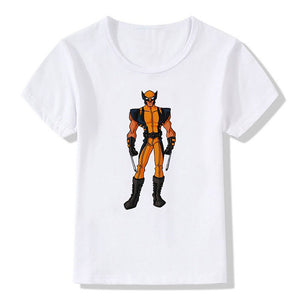 Marvel Boys Girls T-Shirt Wolverine Disney Figures Print Short-sleeved Tshirt Kids Casual Clothing Avengers Baby Clothes Tops