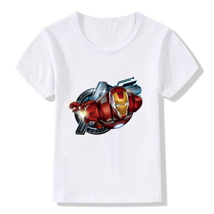 Marvel Boys Girls T-Shirts Ironman Print Baby Kids T Shirt Disney Avengers Clothes Tops Superhero Tees Summer Casual Costumes