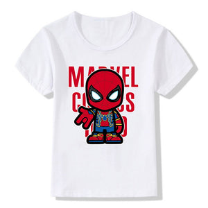 Marvel Avengers Kids T-Shirt Disney Super Hero Iron Man Hulk Kawaii Letter Print Tshirts Children Cute Casual Clothes Tops Tees