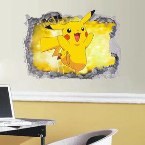 Pokemon Anime Character Stickers Pikachu Wall Stickers Kids Bedroom Kindergarten Wallpaper Decoration PVC DIY Sticker Toys