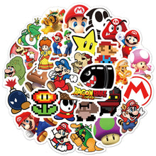 Load image into Gallery viewer, 50pcs/set Super Mario Bros Series PVC Cartoon Stickers Cute Game Figure Phone Wall Decoration Sticker Repeat Paste Kid Toy Gift