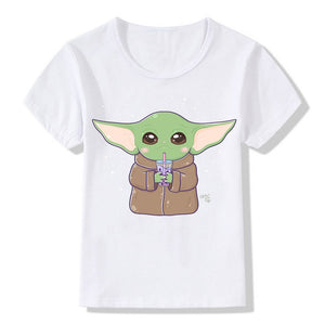 Yoda Star Wars Disney Kids Clothes T-Shirts Toddler T Shirts Children&#39;s Cartoons Kawaii Fashion Tops Boy Girl Outfits Tee Shirt