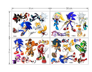 4pcs/set PVC Sonic Wall Sticker the Hedgehog DIY Children&#39;s Room Wall Decoration Action Figure Sticker Cartoon Kids Gift