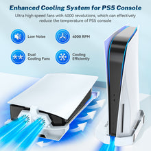 Load image into Gallery viewer, OIVO for PS5 Console Horizontal &amp; Vertical Cooling Stand PS5 Dual Cooling Fans for Playstation 5 Disc &amp; Digital Editions Cooler