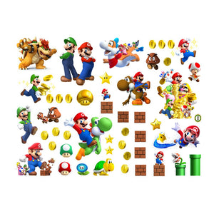 40*60cm Large Super Mario Luigi Cartoon Game 3D Wall Sticker Cool Break Wall Living Room Kids Bedroom Decorations Birthday Gifts